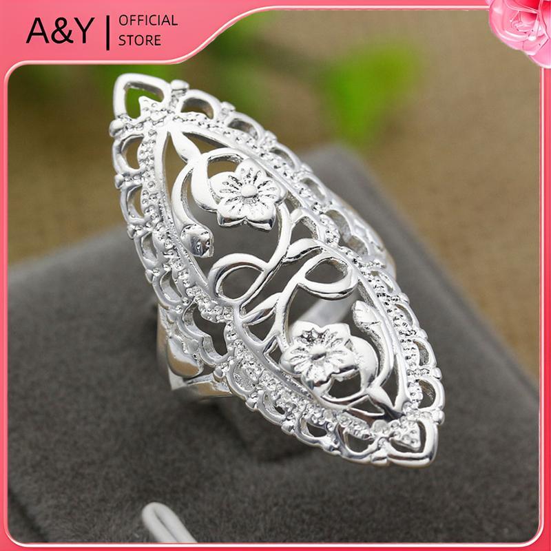 A & Y Thời Trang Dễ Thương Bạc 925 Đầy Rỗng Nhẫn Lớn Nữ Nhẫn Nóng.