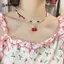 AN.MART Y2K Đỏ Anh Đào Trái Tim Đính Hạt Choker Nelace Nữ Boho Hạt Anh Đào Mặt Dây Chuyền Nelace Vintage Không Đều Nelace Trang Sức VN