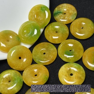 ((2 Cái) Myanmar Jadeite Vàng Nổi Xanh 18 Mm Khóa An Toàn Mặt Dây Chuyền Tự Làm Mặt Dây Chuyền Phụ Kiện