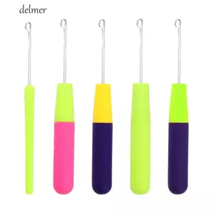 DELMER 2 Chiếc Dreadlock Móc Kim, Tóc Nối Dài Bím Bảo Trì Móc Đan, Sợi Dụng Cụ May Tay Cầm Bằng Nhựa Bện Tóc Micro Móc Móc Móc Cho Dệt Tóc