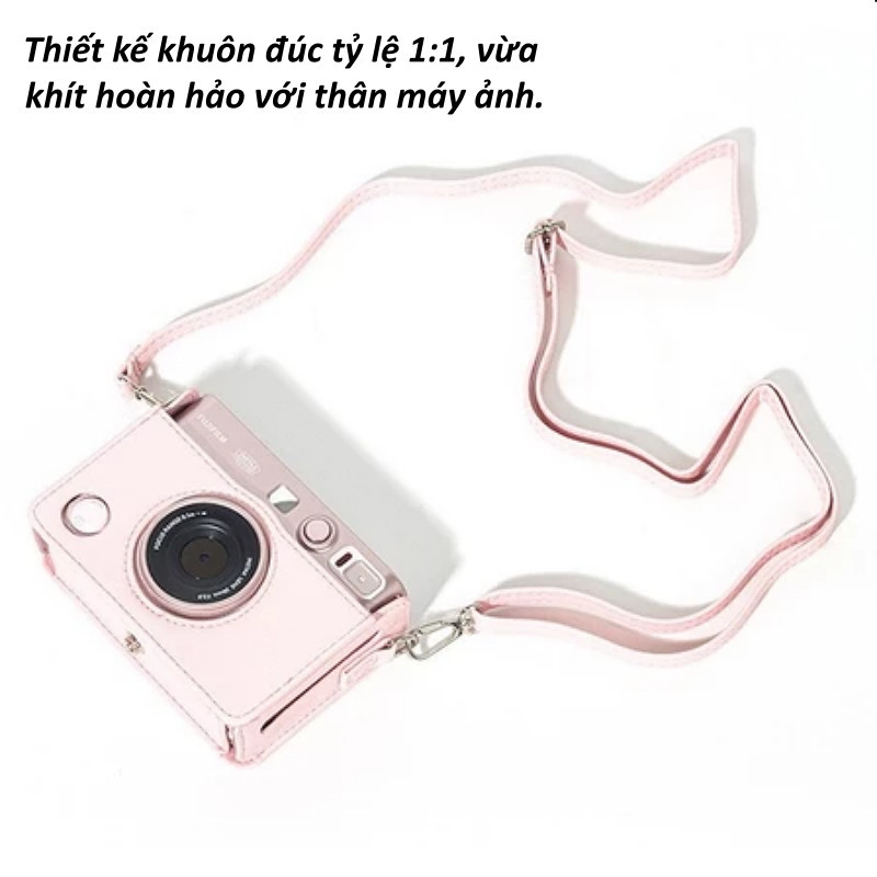 Túi bảo vệ máy ảnh bằng da PU màu hồng cho máy ảnh Instax Mini EVO, kèm dây đeo vai, bảo vệ máy ảnh của bạn.