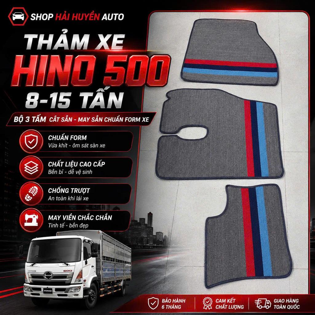 Thảm cước xe Hino 500 8-15 tấn đủ 3 tấm cắt may chuẩn form xe chống thấm nước chống trơn chống trượt