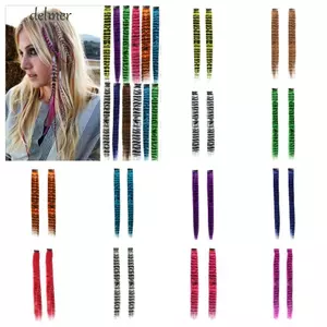 DELMER 2 Chiếc Tóc Thẳng Dài, Cầu Vồng Liền Mạch Lông Vũ Phần Mở Rộng Tóc, DIY Tóc Giả Một Thẻ Da Báo Nhiều Màu Sắc Tóc Nữ