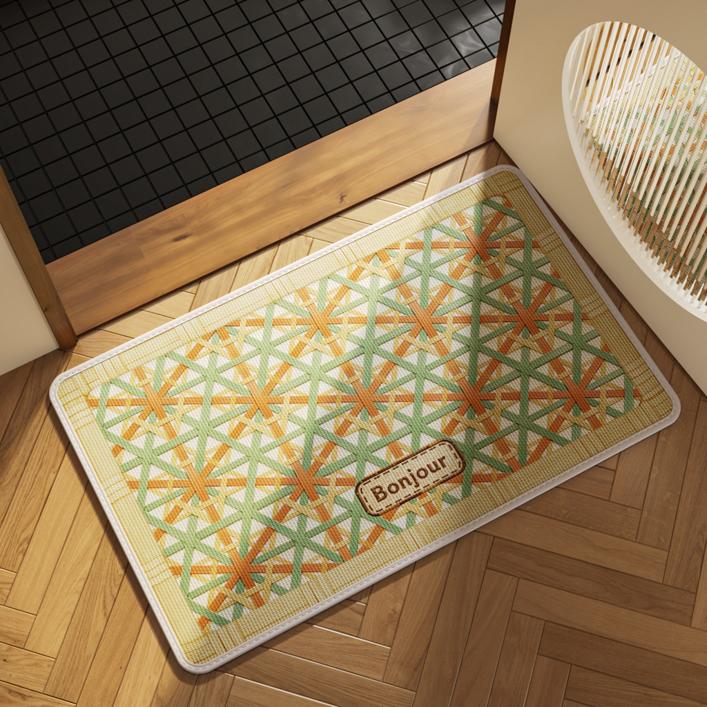Thảm nhà tắm phong cách cổ điển thấm nước khô nhanh chống trượt 40x60cm dày 5mm chùi chân cửa phòng tắm decor gỗ ấm