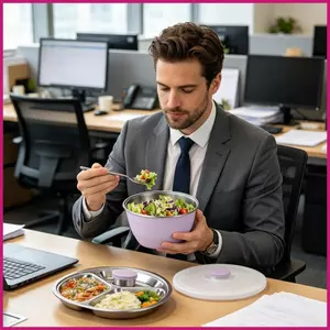 Bát Salad Hộp đựng đồ bằng thép không gỉ có nắp & Khay đựng đồ ăn trưa có hộp đựng và shopidaevn