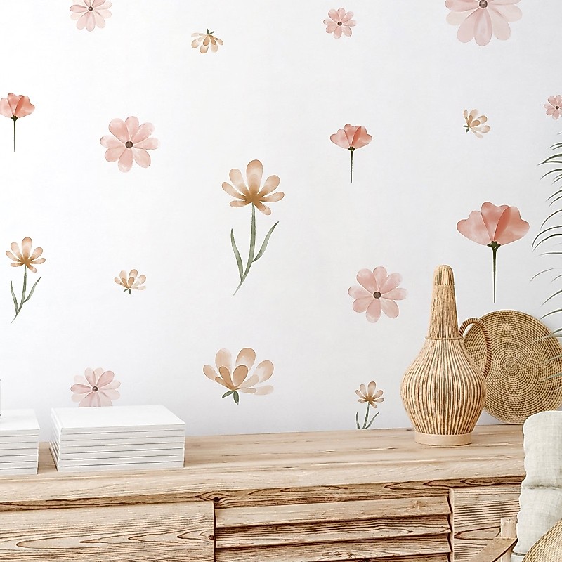 Sticker Decal Dán Tường Mẫu Hoa Nhí 2 Có Keo Sẵn - Trang Trí Cửa Kính - Decor Quán Cafe - Phòng Ngủ