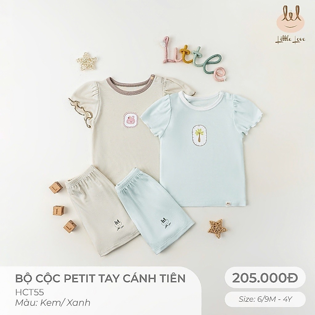 BỘ CỘC PETIT TAY CÁNH TIÊN[ SIÊU MỀM, MÁT, MỊN CO DÃN VÀ THẤM HÚT ] SZ 6M -4Y (HCT55)