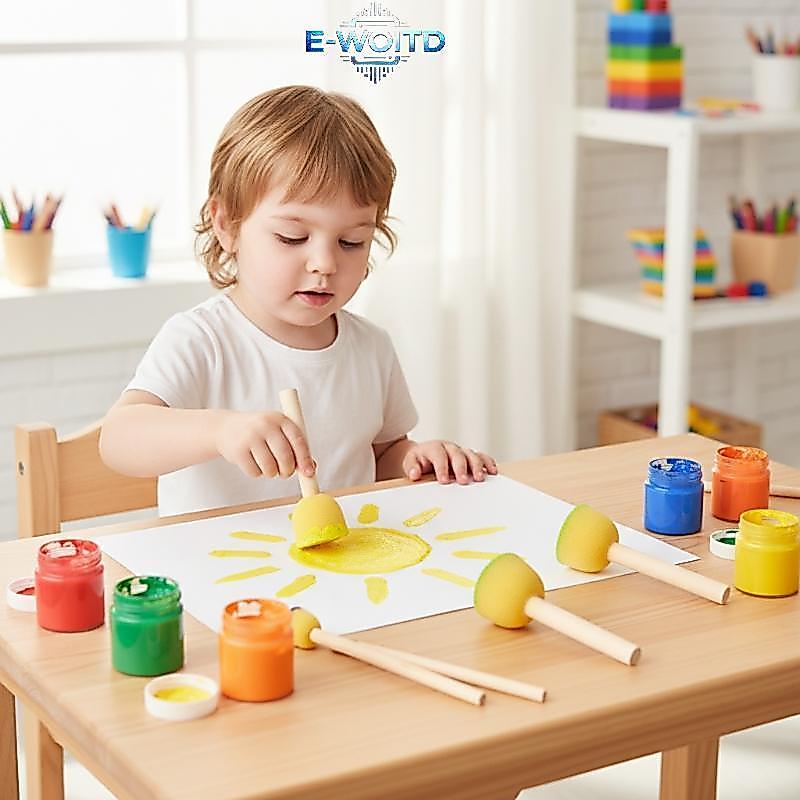 E-WOITD 20 30 Chiếc Bàn Chải Xốp Tròn Cho Sơn Acrylic Mềm Bền Dễ Dàng Giữ Cho DIY Nghệ Thuật Thủ Công Mầm Non Và Trường Học Tranh E-WOITD
