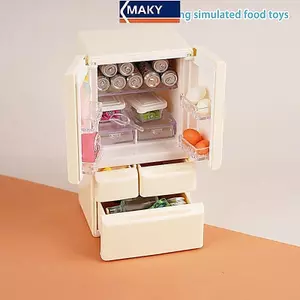 MAKY 1 Bộ Nhà Chơi Đồ Chơi 1: 12 Nhà Búp Bê Hoạt Hình Mini Tủ Lạnh Thu Nhỏ Thực Phẩm Chơi Nhà Bếp Cảnh Nhà Thơ Nội Thất Mẫu VN