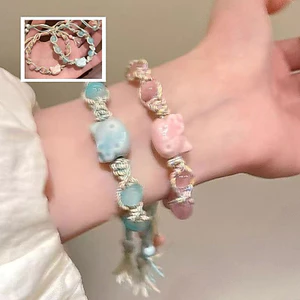 Mới Dễ Thương Gốm Mèo Con Vòng Tay Cặp Đôi Vòng Tay Phụ Kiện