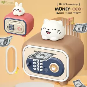 YOLOGO Heo Đất, Đồ Chơi ATM Nhựa Quà Tặng Hộp Tiền Gửi, Hoạt Hình Với Âm Nhạc Vân Tay Mật Khẩu Pin Đồng Tiền Tiết Kiệm Tiền Mặt Ngân Hàng Trẻ Em