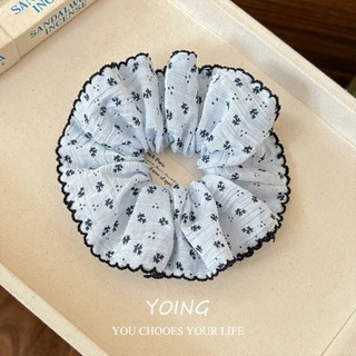 Yoing / Đơn Giản Nhỏ Tươi Hoa Chấm Bi Vuông Khăn Scrunchy Tóc Vòng Phụ Kiện Tóc