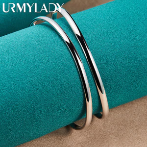 URMYLADY Bạc 925 Đôi Vòng Tay Vòng Tay Nữ Quyến Rũ Cưới Đính Hôn Trang Sức Thời Trang
