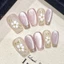 10 Chiếc Ngắn Chuyển Màu Hồng Đá Hoa Gel Móng Tay Cho Móng Tay Mắt Mèo Handmade