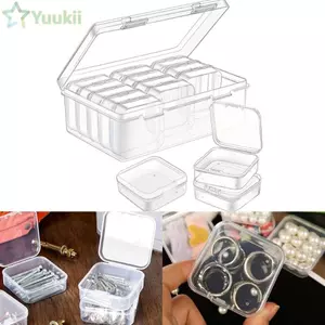 Hộp lưu trữ trong suốt YUUKII, Hộp đựng hạt nhựa 12 / 15 / 16Grids, Phụ kiện lưu trữ bông tai DIY đa chức năng