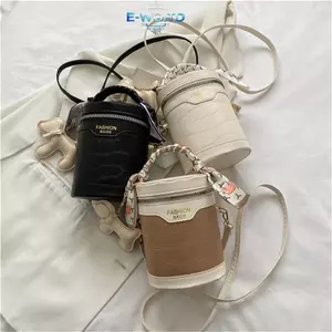 E-WOITD Nữ Thiết Kế Túi Xách Xi Lanh Túi Đeo Vai Da PU Buet Túi E-WOITD