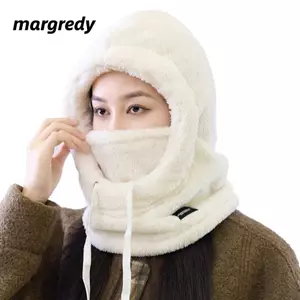 Mũ trượt tuyết Khăn quàng cổ MARGREDY, Balaclava mùa đông màu trơn giữ nhiệt, Mũ chui đầu sang trọng ấm áp mùa đông thông thường