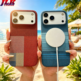 [JLK] Ốp lưng nam châm PC vân sợi carbon sạc không dây không viền cho Iphone 17 Air 16 15 14 Plus 13 12 Pro Max Ốp điện thoại từ tính họa tiết sợi Vỏ không khung dây