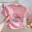 Bé Gái Ngọt Ngào Hoạt Hình Ngắn Tay Dây Rút Ngọc Trai Tình Yêu Phong Cách Trái Tim 90-140 Kích Thước BGQR