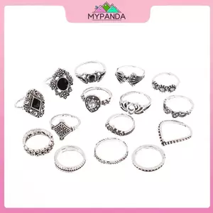 MYPANDA 15 Cái / bộ Nhẫn Vintage Cá Tính Punk Gothic Nam Nữ Nhẫn Món Quà Trang Sức.