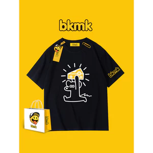 BKMK INS100% Cotton Cao Cấp Tay Ngắn Rời Top Xu Hướng Mùa Hè Thương Hiệu In Hình Phong Cách Nước Ngoài Nửa Tay Áo Thun Nam Quần Áo 0609