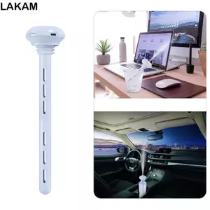 Máy tạo độ ẩm không khí USB LAKAM, Đèn LED khuếch tán tinh dầu ABS, Máy lọc ô tô siêu âm ánh sáng lãng mạn Mini