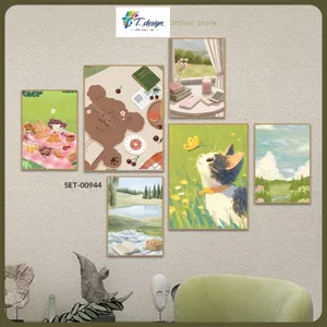 Set 6 Tranh Dán Tường Ngộ Nghĩnh, Đáng Yêu Trang Trí Phòng Bé, Phòng Ngủ, Góc Học Tập, Quán Cafe – T.Design