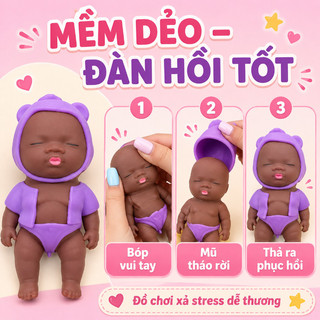 Búp bê bóp mềm squishy – Giảm stress cho bé – Mềm dẻo, đàn hồi chậm – Dễ vệ sinh – Đồ chơi xả stress tiện lợi