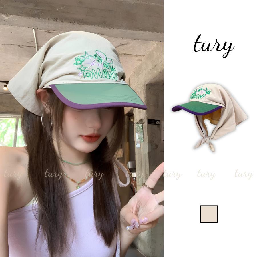 Mũ Khăn Chống Nắng Unisex Nam Nữ - Tury - Mũ Lưỡi Trai Kèm Khăn Chống Nắng Thêu Chữ 'Wang' - MLT074