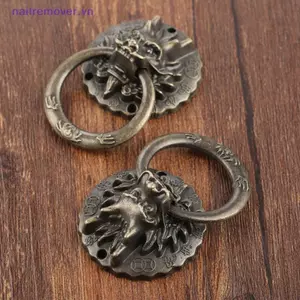 2 Chiếc Cổ Đồng Đầu Rồng Tay Cầm Cũ Phong Cách Trung Hoa Vintage Kéo Nhẫn Cho Tủ Quần Áo Ngăn Kéo Cửa Tủ MỚI