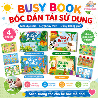 Busy book bóc dán – Tái sử dụng nhiều lần – 4 chủ đề: alphabet, số đếm, trang trại,đại dương – Rèn luyện tư duy&quan sát