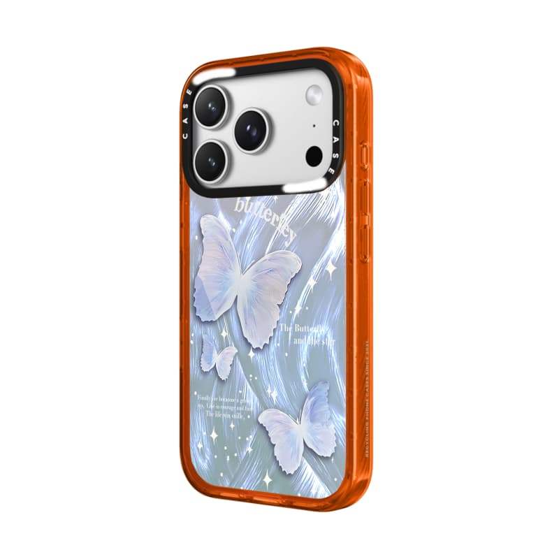 CASECASE X Bướm Cam / Đỏ / Perri Bộ Sưu Tập Kẹo Tím Màu Trong Suốt Cứng Từ Hút Tác Động Cho Apple IPhone 13 14 15 16 17Pro Max Plus Có Hộp