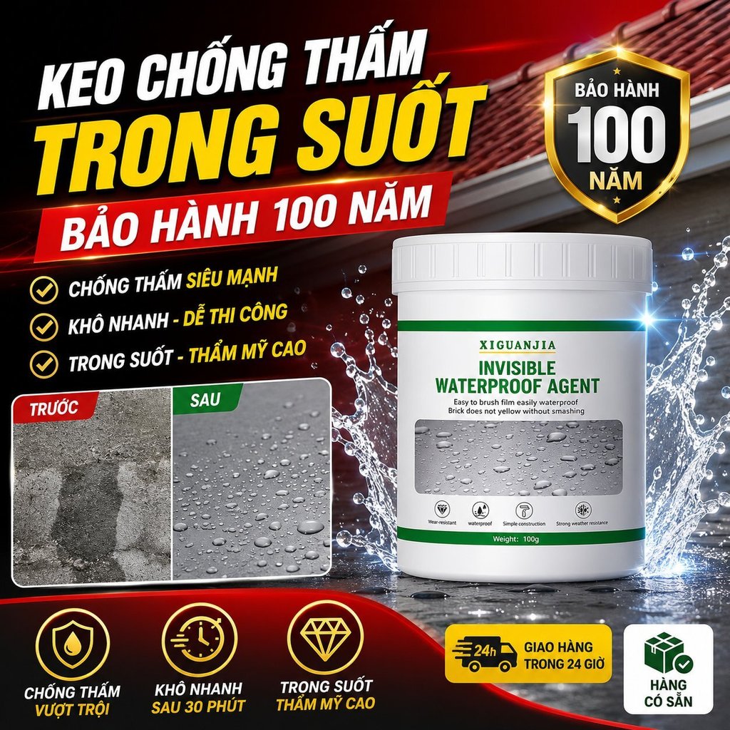 🔥Bảo hành 100 năm keo chống thấm trong | Đa năng sửa mái/tường/sàn/dung dịch trong | Khô nhanh dễ dùng keo sửa đa năng