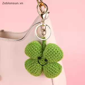 # HB # Luy Bốn Lá Cỏ Ba Lá Móc Khóa Hình Trái Tim Dễ Thương Hoa Handmade Túi Dệt Charm Móc Khóa Túi Sáng Tạo Trang Trí Mặt Dây Chuyền.