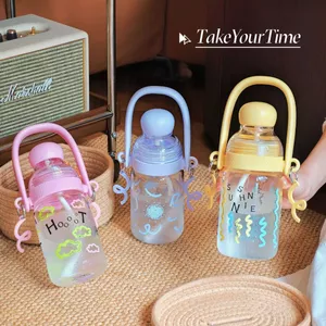 Phong Cách Mới Mùa Hè Cốc Nước Ánh Sáng Sang Trọng Cao Cấp Cảm Giác Bé Gái Cao Cấp Rơm Cốc Chịu Nhiệt Độ Cao Di Động Niche Kính