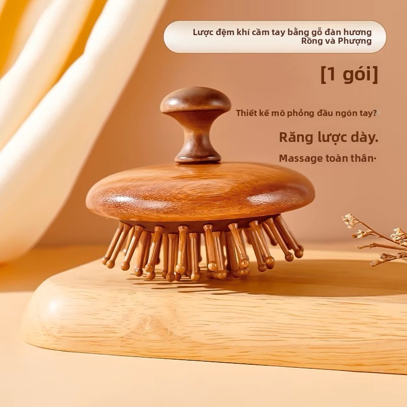 Lược đệm hơi gỗ đàn hương – [Chải mượt & massage da đầu] , thông kinh lạc, tiện mang theo