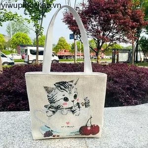 W02 Phong Cách Mới Túi Vải Nữ Túi Xách Túi Đeo Vai Túi Tote Vàng Jacquard Thêu Thời Trang Phù Hợp Với Túi Thường Ngày