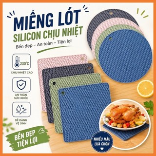 Miếng lót silicon cách nhiệt cao cấp, tấm lót chống xước bếp chịu nhiệt lên tới 200 độ C dễ dàng vệ sinh - SUNND
