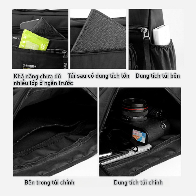 Túi đeo chéo nhiều ngăn bằng vải Oxford dành cho nam, Thiết kế thời trang, Chống thấm nước, Dung tích lớn