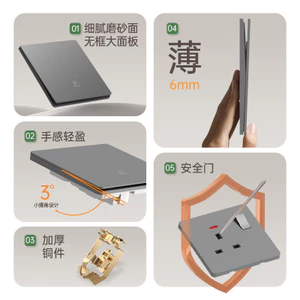 Ổ cắm công tắc tiêu chuẩn Anh Hồng Kông Ma Cao Phong cách Anh Chuyên dụng Một mở 13A Ổ cắm USB năm lỗ đa chức năng Bảng điều khiển công tắc S3VE