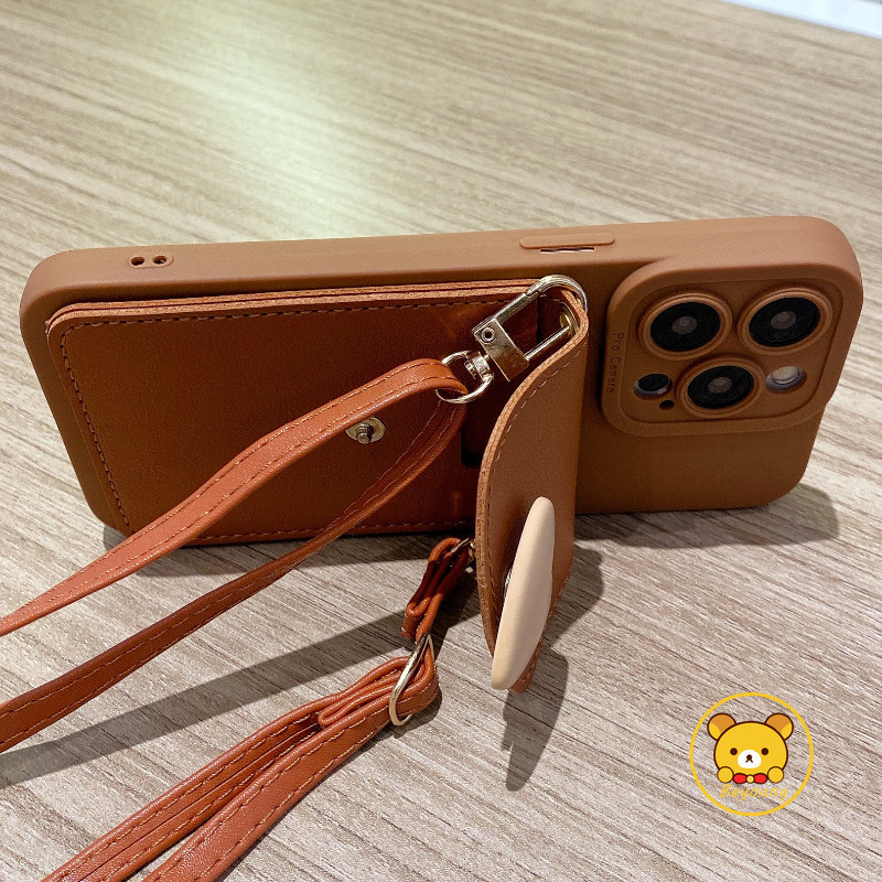 Ốp điện thoại đựng thẻ trái tim tình yêu cho OPPO Reno 15F 15 Pro Max Mini 15C Find X9 X9S Pro X8S + X8 Ultra Cover Vỏ mềm có dây buộc chéo