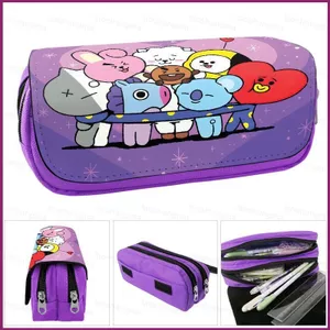 YT4 BTS Hộp Đựng Bút Sinh Viên Túi Bảo Quản Dung Tích Lớn In BT21 Túi Văn Phòng Phẩm