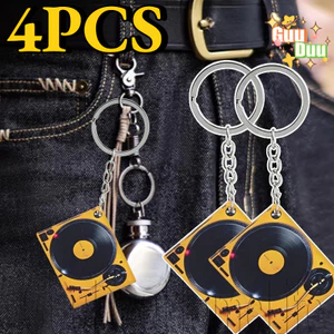 1-4 Móc khóa máy nghe nhạc phẳng 2D - Quà tặng cho bạn bè - Thời trang, Retro, Y2K - Túi xách, Móc khóa treo trang trí treo xe hơi - Giá đỡ chìa khóa chủ đề nhạc Acrylic / Giao hàng miễn phí