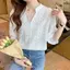 Áo sơ mi thêu trắng nữ mùa hè dáng rộng dáng rộng hơn Áo sơ mi cổ chữ V tay năm điểm Áo thun thêu