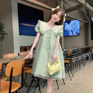 Váy che bụng dáng rộng cỡ lớn Váy phong cách phương Tây Váy búp bê xù giảm tuổi ngọt ngào