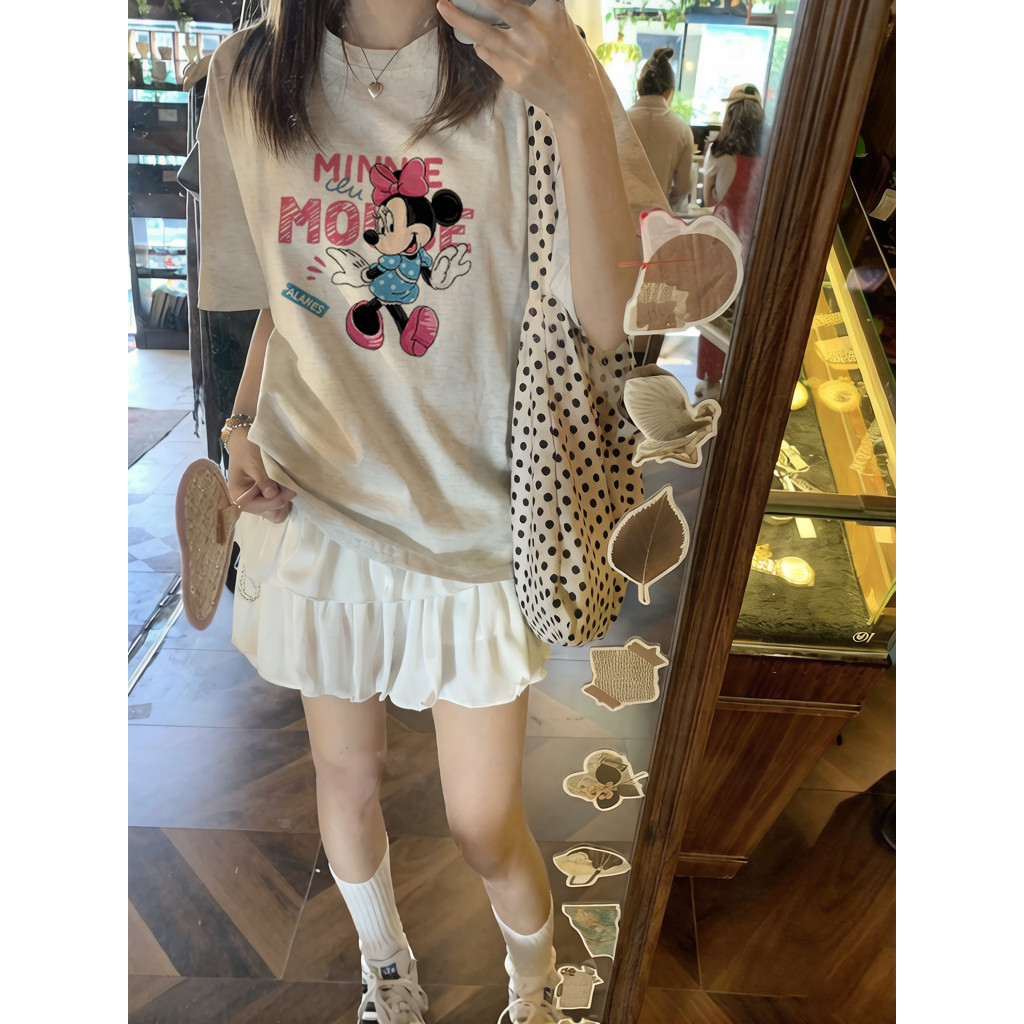 （Giao hàng 24h）Angela Áo thun ngắn tay in hình hoạt hình lười biếng đa năng mùa hè