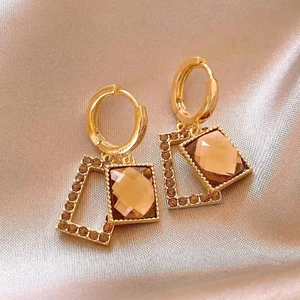 Bông Tai Vuông Đức Nữ Nhẹ Sang Trọng Retro Cảm Thấy Khóa Tai Thời Trang Sang Trọng Phù Hợp Với Bông Tai Trang Sức NIGR