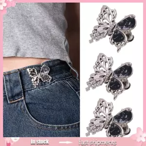 YOI Điều Chỉnh Eo Với Thiết Kế Bướm Dụng Cụ Điều Chỉnh Eo Nonsewing Thắt Lưng Cho Nữ Quần Rời Quần Jeans 3PC