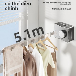 Vô Hình Thu Nhỏ Treo Tường Quần Áo Co Giãn Khách sạn Ban Công Phòng Tắm Đậm Dây Thép Không Gỉ Sấy Quilt Dây