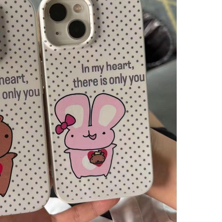 Ốp lưng vẽ hình chú thỏ nhỏ kiểu trừu tượng cho iPhone 17/15 Pro/14/13